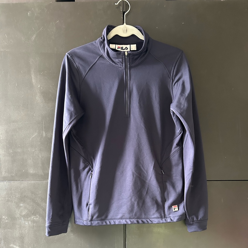 Fila Black Quarter-Zip Navy Jacket Size Small
